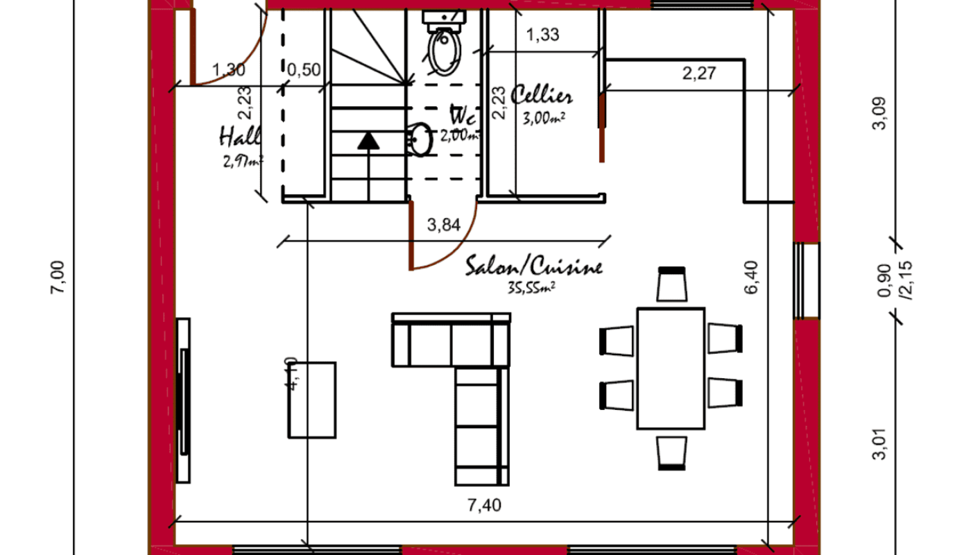 Plan RDC intérieur villa