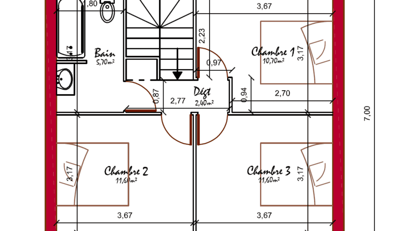 Plan étage intérieur villa